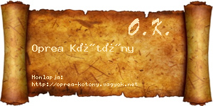 Oprea Kötöny névjegykártya